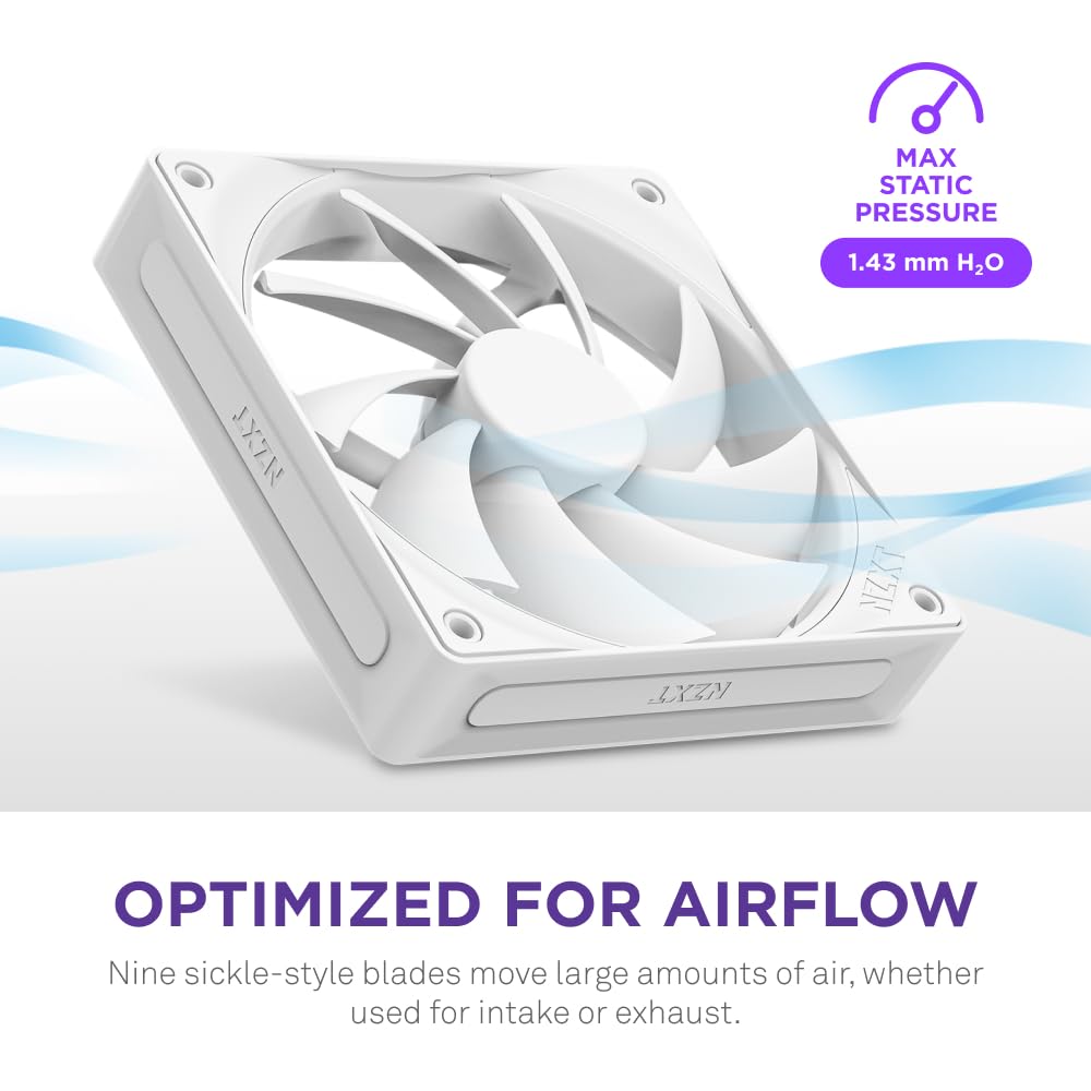 NZXT F120Q - 120mm Quiet Airflow Fans - Single - White