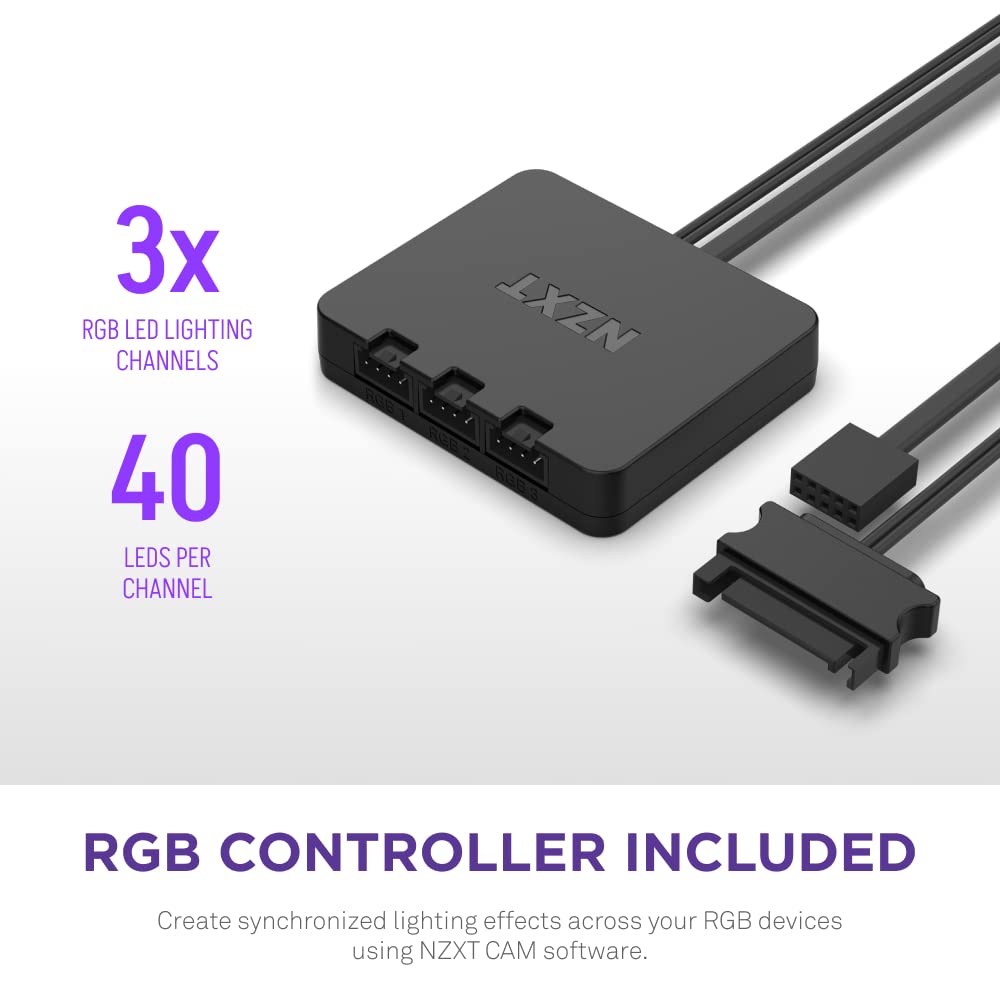 NZXT F120RGB Duo - 120mm Dual-Sided RGB Fan - Triple Pack (Black) w/RGB Controller