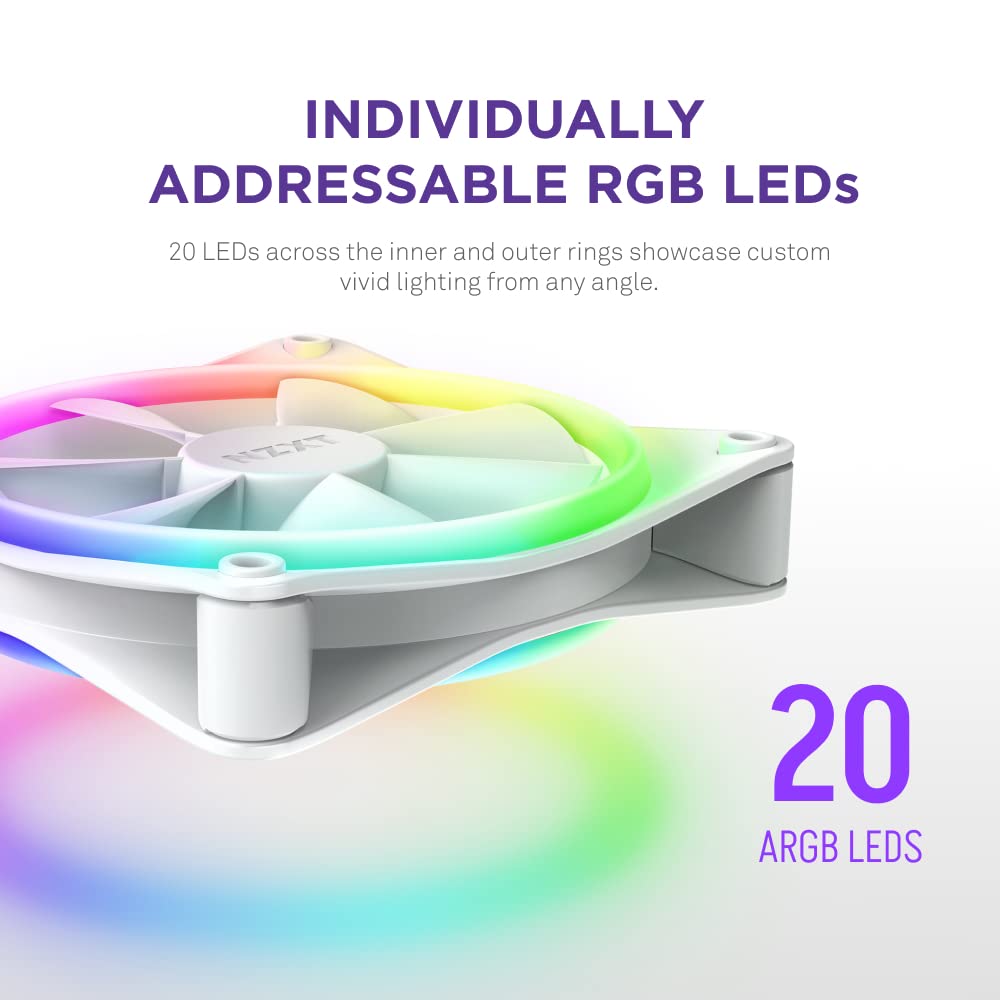 NZXT F120RGB Duo - 120mm Dual-Sided RGB Fan - Single Pack (White)