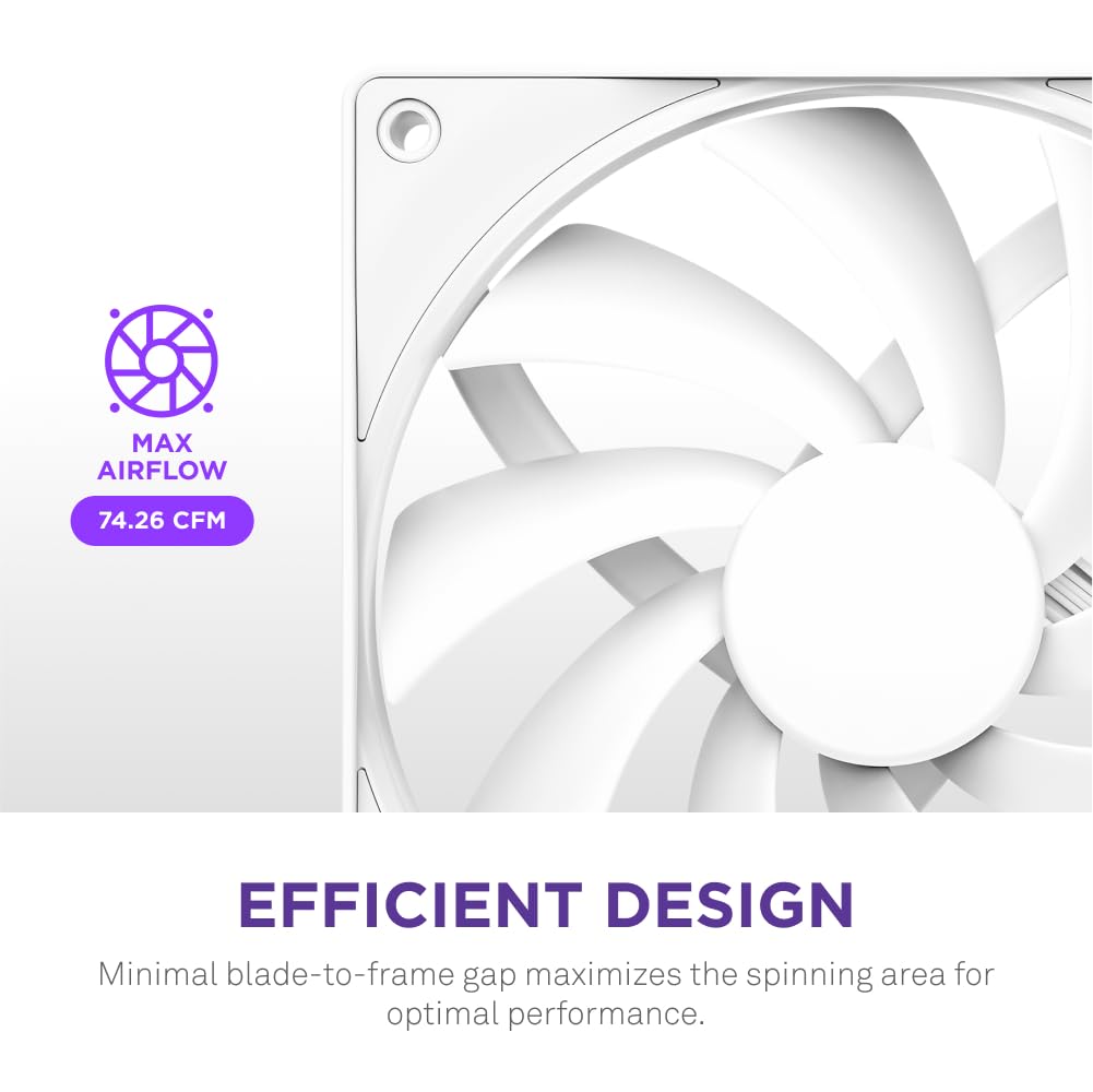 NZXT F120Q - 120mm Quiet Airflow Fans - Single - White