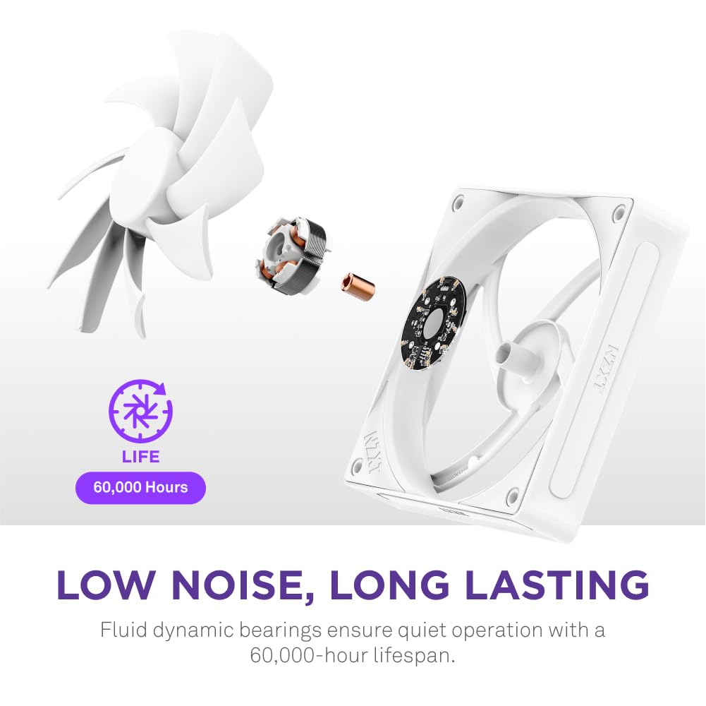 NZXT F120Q - 120mm Quiet Airflow Fans - Single - White