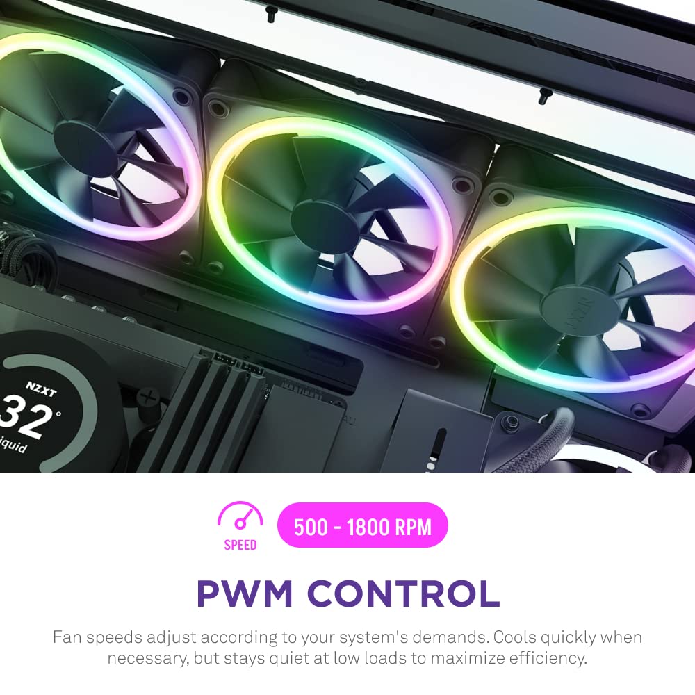 NZXT F120RGB Duo - 120mm Dual-Sided RGB Fan - Triple Pack (Black) w/RGB Controller