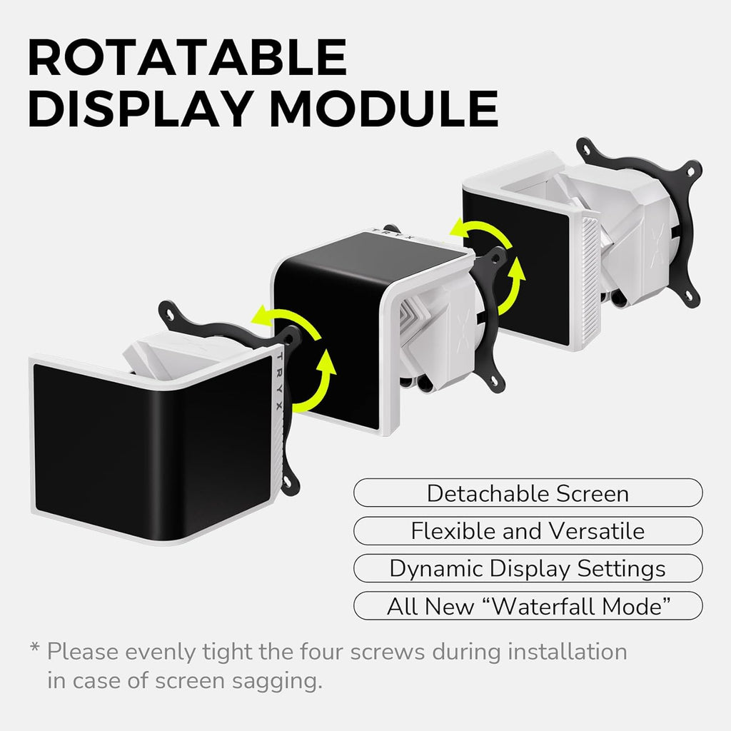 TRYX Panorama SE 360 ARGB 360mm AIO Rotatable 6.5'' AMOLED Curved Screen 3D Anamorphic Effect Customizable AIO Cooler 360mm White Asetek Adela 280w TDP Intel LGA 1851/1700/1200/115X AMD AM5/AM4