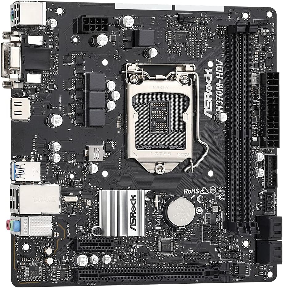 ASRock H370M-HDV LGA1151/ Intel H370/ DDR4/ SATA3&USB3.2/ Micro ATX Motherboard
