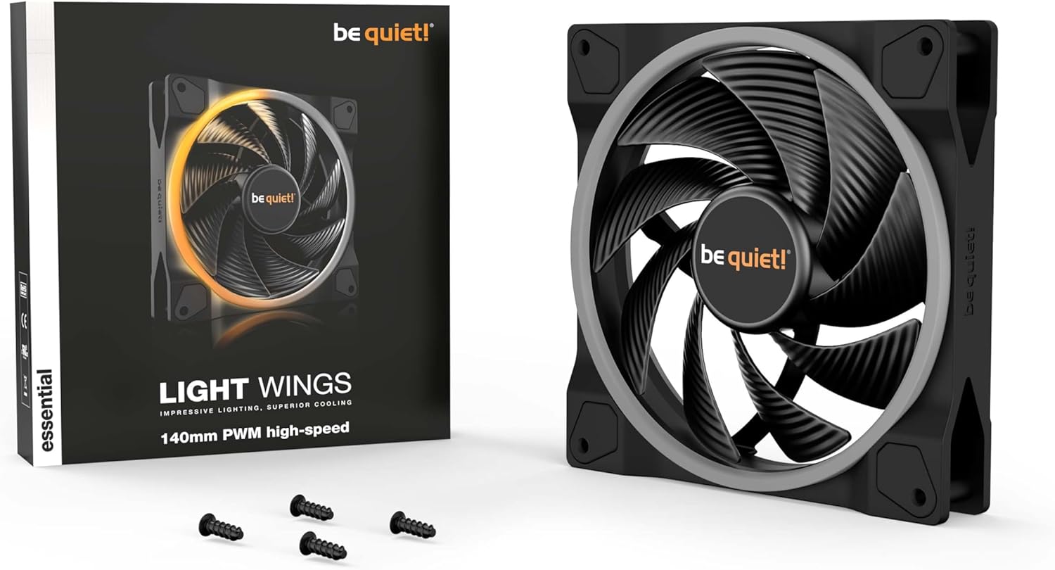 be quiet! Light Wings 140mm PWM High Speed Low Noise Premium ARGB Cooling Fan | 4-Pin | Ideal for Radiators and Heat Sinks | Black | BL075