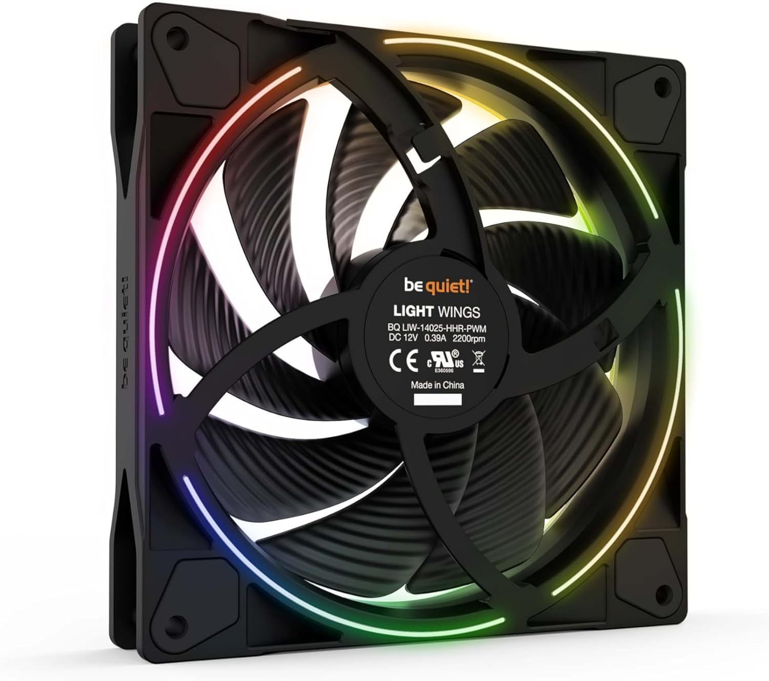 be quiet! Light Wings 140mm PWM High Speed Low Noise Premium ARGB Cooling Fan | 4-Pin | Ideal for Radiators and Heat Sinks | Black | BL075