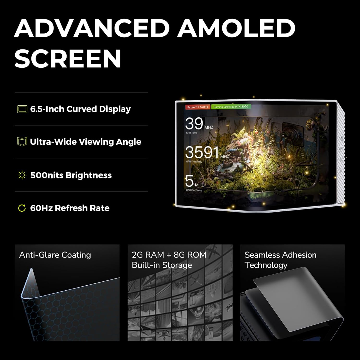 TRYX Panorama 360 ARGB 360mm AIO 6.5'' AMOLED Curved Screen 3D Anamorphic Effect Customizable AIO Cooler 360mm Asetek 8th Gen V2 320w TDP Magnetic ARGB Fan Intel LGA 1851/1700 AMD AM5/AM4