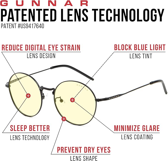 GUNNAR - Premium Gaming & Computer Blue Light Blocking Glasses for Men & Women - Digital Eye Strain Protection - Ellipse