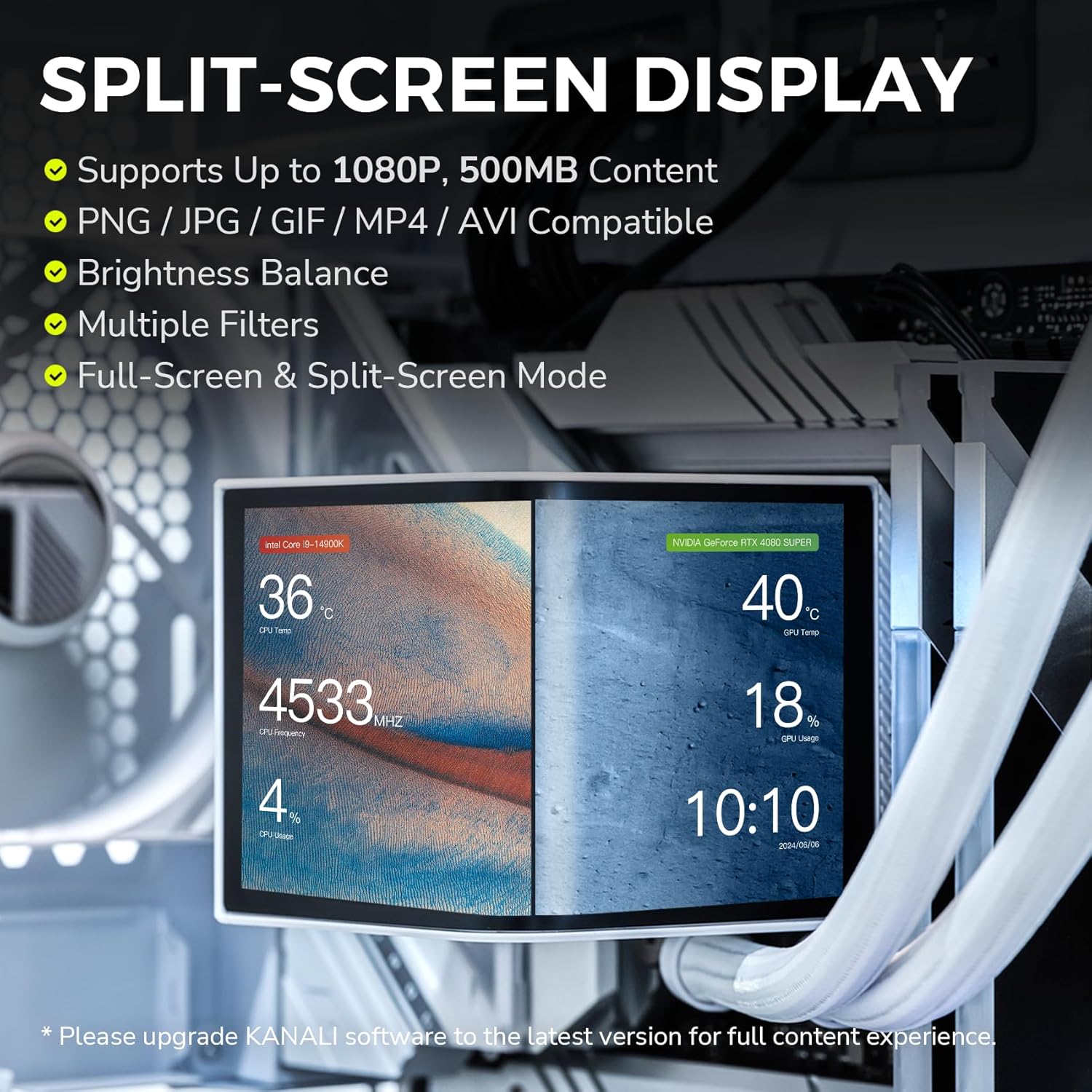 TRYX Panorama 360 ARGB 360mm AIO 6.5'' AMOLED Curved Screen 3D Anamorphic Effect Customizable AIO Cooler 360mm Asetek 8th Gen V2 320w TDP Magnetic ARGB Fan Intel LGA 1851/1700 AMD AM5/AM4